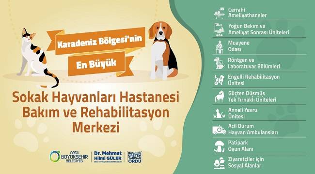 Karadeniz Bölgesi'nin en büyük ve en kapsamlı Sokak Hayvanları Hastanesi...