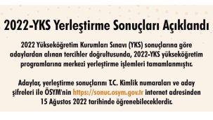 2022 YKS sonuçları açıklandı - Sonuçları öğrenmek için tıklayın!