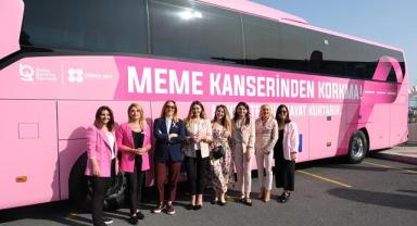 Pembe tasarımlı Mercedes-Benz Travego 16 2+1 ile ‘Meme Kanseriyle Mücadelede Yolumuz Bir’